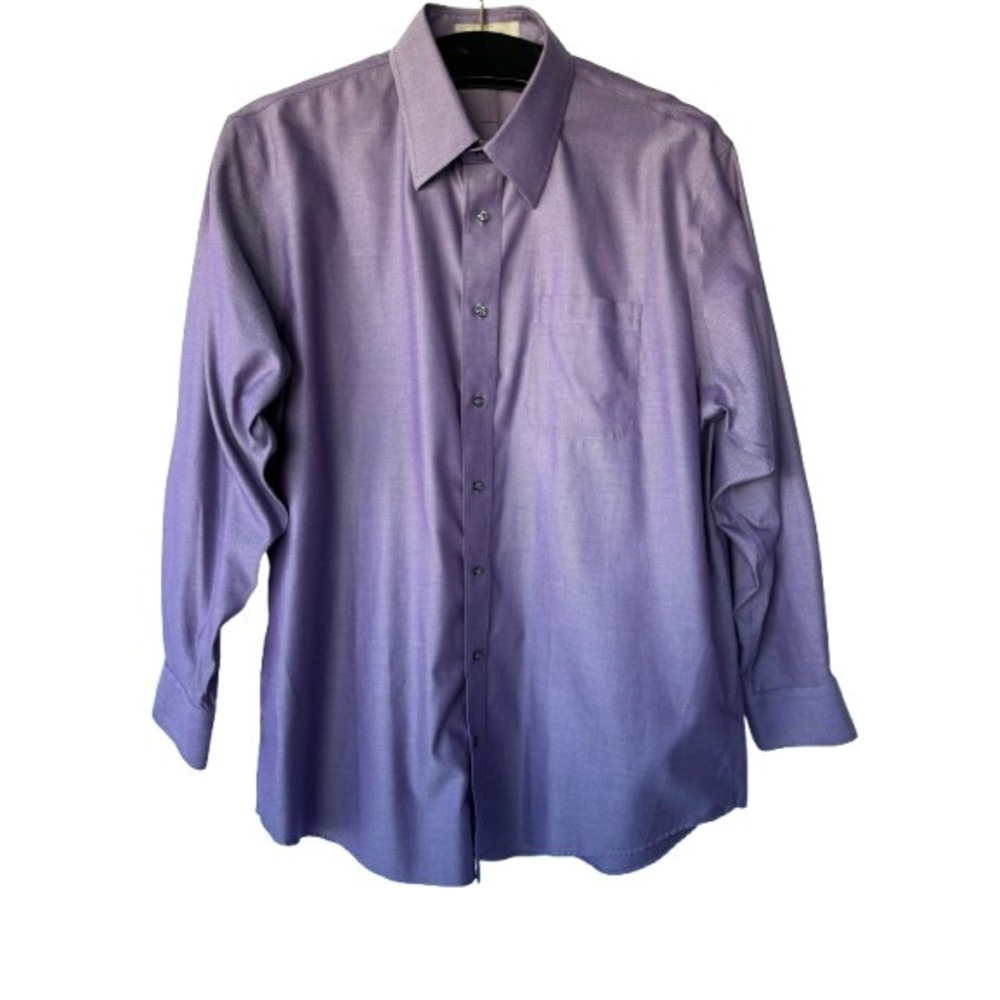 Nordstrom Dress Shirt Purple Mens Size 17 34‎ Traditional Fit Herringbone Formal